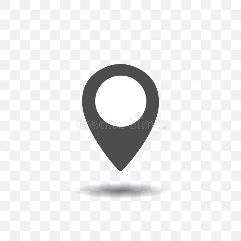 Map location pointer icon on transparent background. Map pin for target or destination. stock illustration