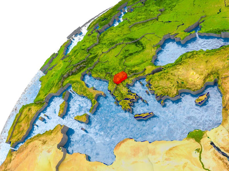 Map of Macedonia in Red on Globe Stock Illustration Illustration of europe, oceans 109783468