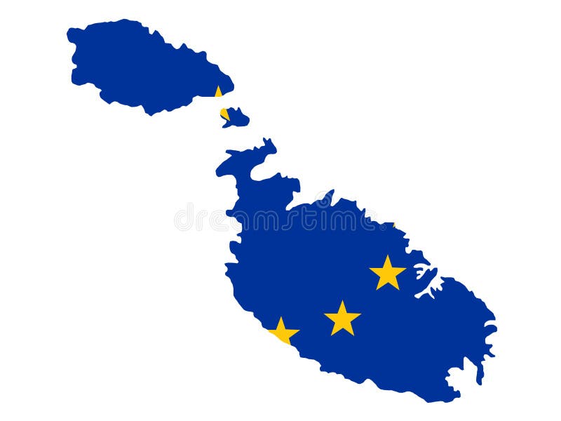 Map of Malta and European Union flag illustration. Flag malta vector vectors