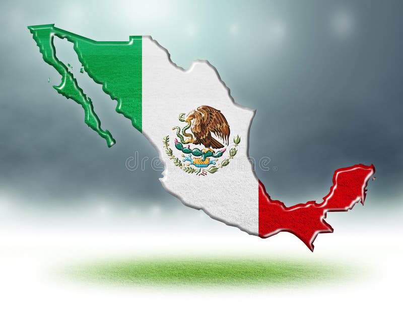 Map of Mexico Design with Grass Texture of Soccer Fields Stock Illustration Illustration of