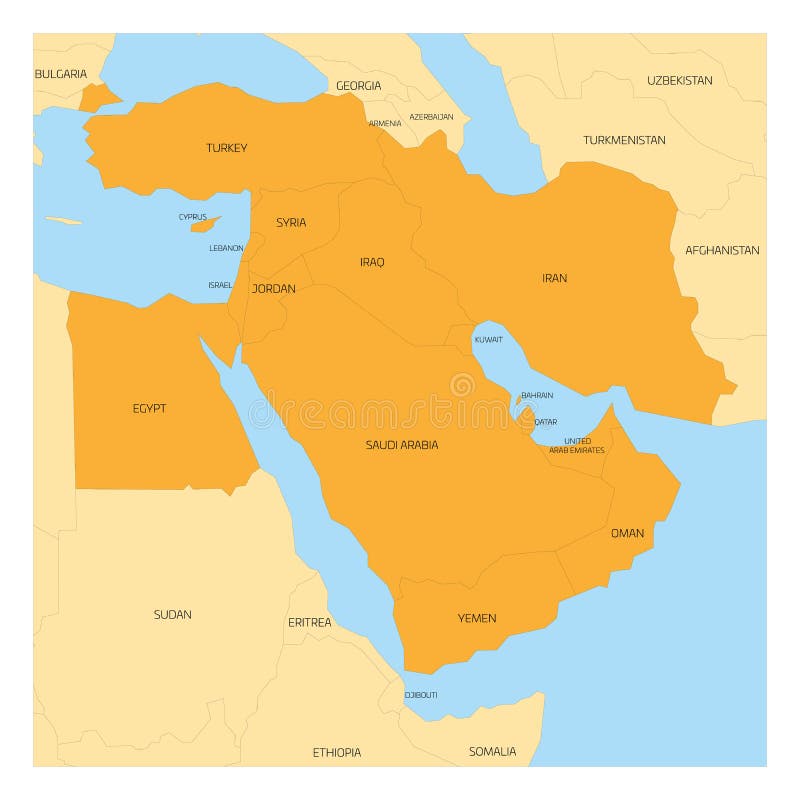 Map of Middle East region