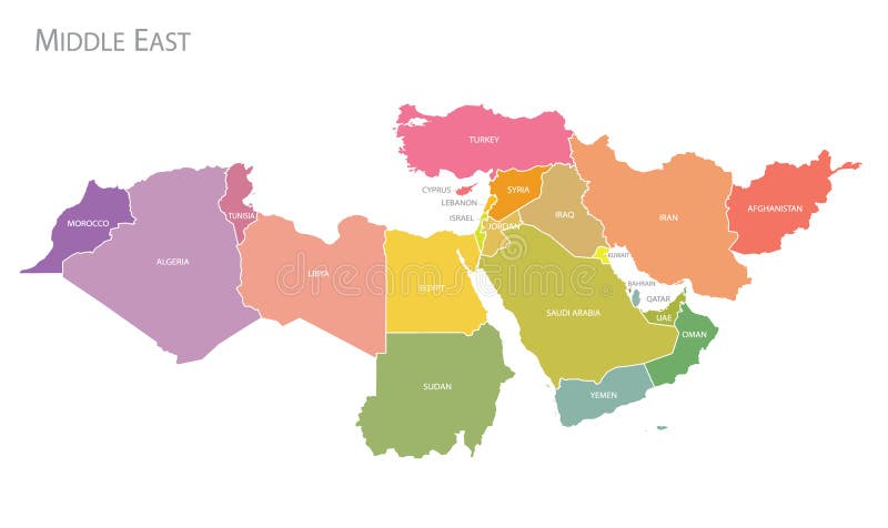 Map of Middle East. Vector