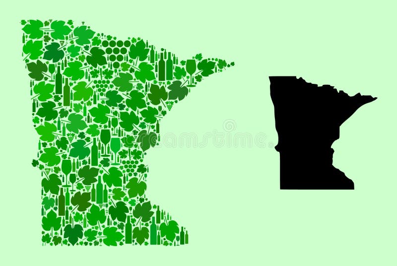 Map of Minnesota State Composition of Wine and Grapes Leaves Stock