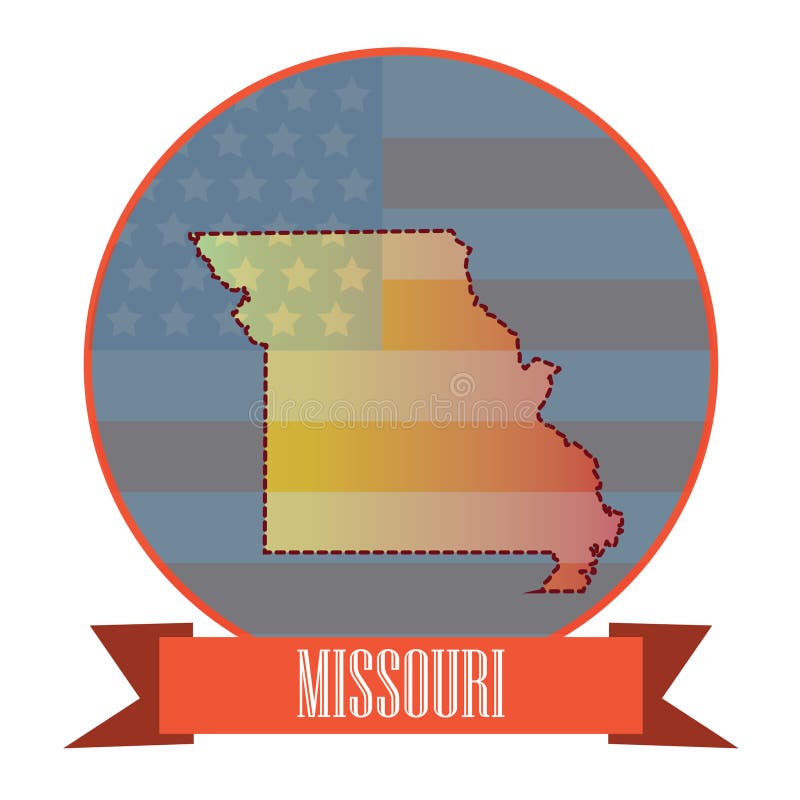 Missouri State On The Map Of Usa. Vector Illustration Decorative Design