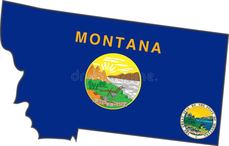 Map of Montana State USA Illustration Vector Stock Vector