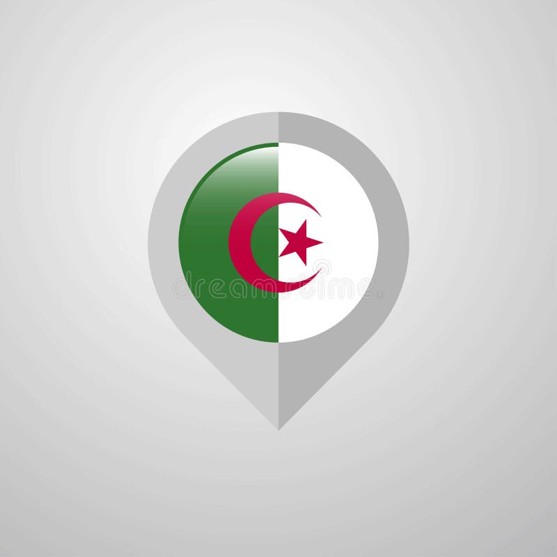 Map Navigation pointer with Alegeria flag design vector stock illustration