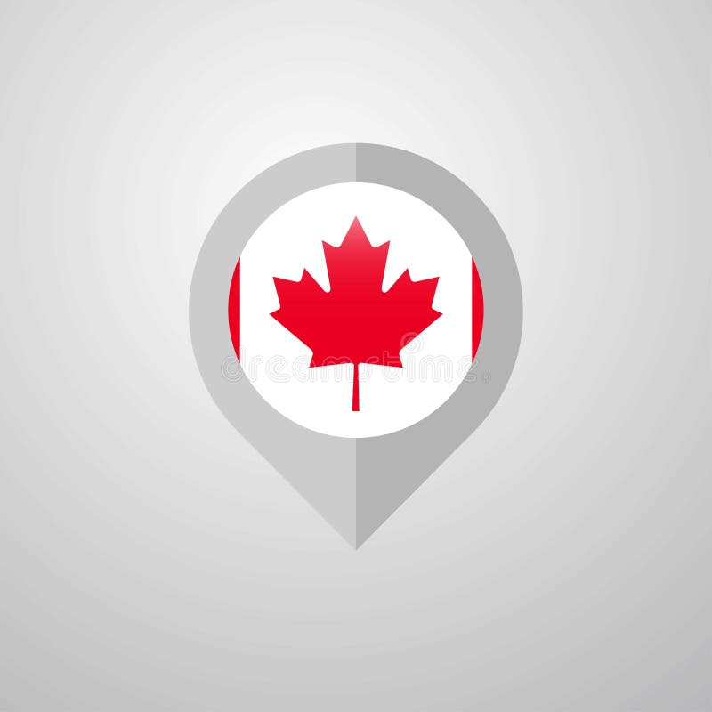 Map Navigation pointer with Canada flag design vector - This Vector EPS 10 illustration is best for print media, web design, application design user interface and infographics with well composed layers for the ease of user.