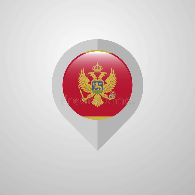 Map Navigation pointer with Montenegro flag design vector royalty free illustration