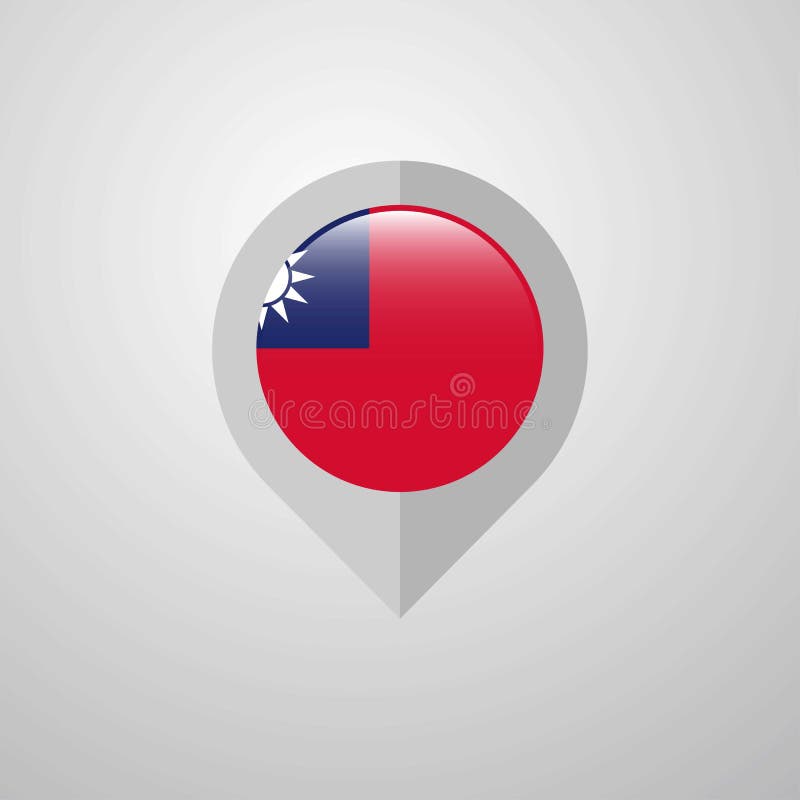 Map Navigation pointer with Taiwan flag design vector stock illustration