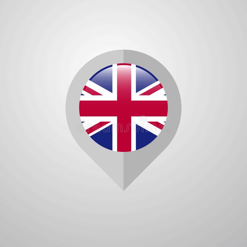 Map Navigation pointer with United Kingdom flag design vector vector illustration