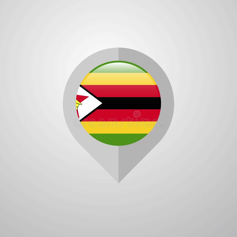Map Navigation Pointer With Zimbabwe Flag Design Vector Stock Vector