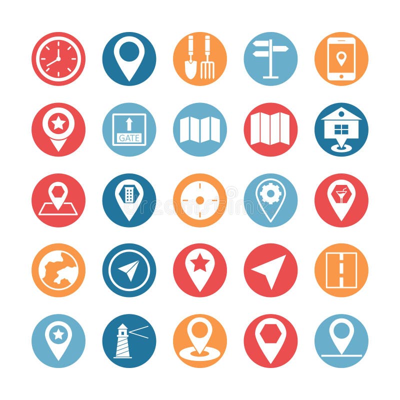 Map and Navigation Vector Icons Can Be Easily Modify or Edited Stock Vector Illustration of