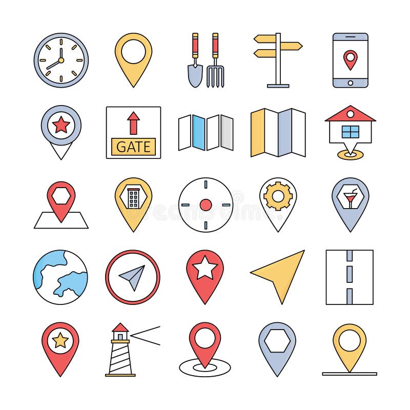 Map and Navigation Vector Icons Can Be Easily Modify or Edited Stock Vector Illustration of