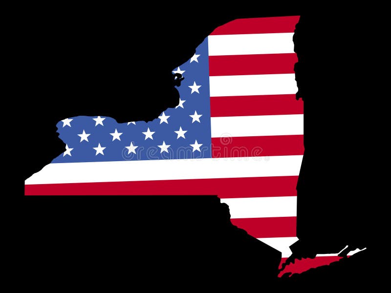 New York State Outline Map And Flag Stock Vector Illustration of