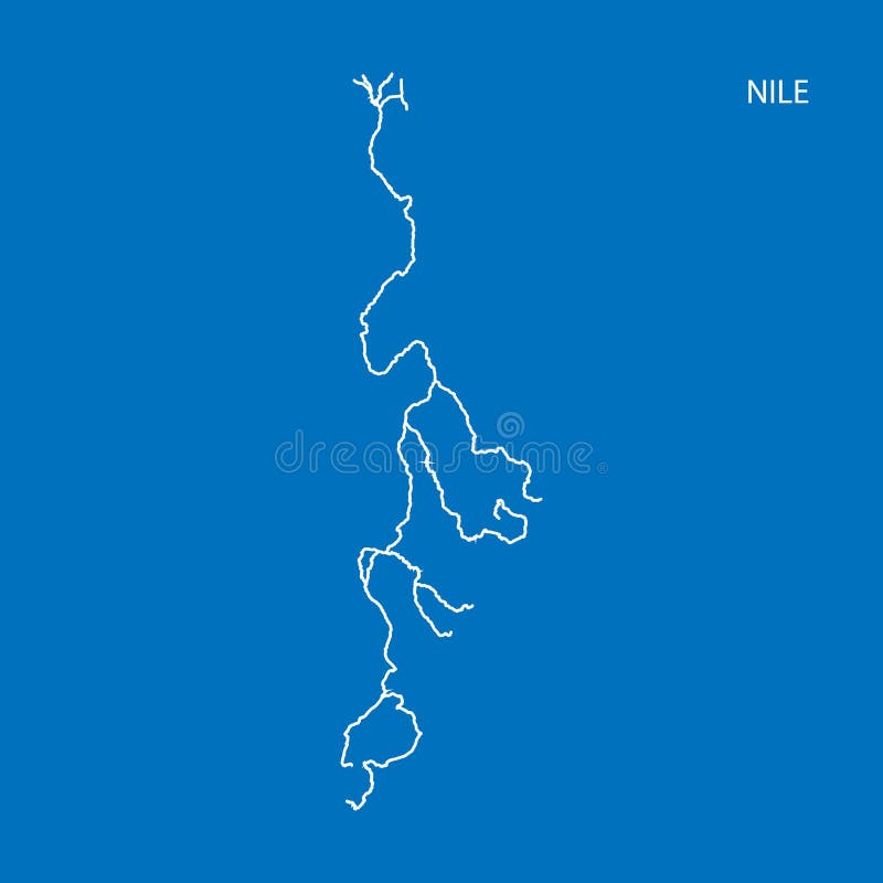 Map of Nile River Drainage Basin. Simple Thin Outline Vector
