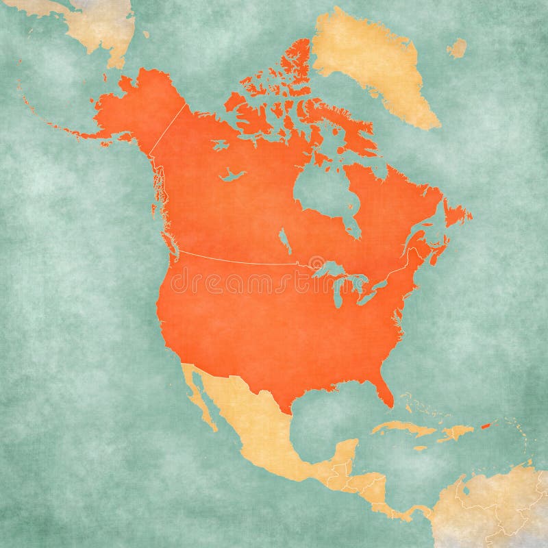 Map Of North America Usa And Canada Stock Illustration Illustration