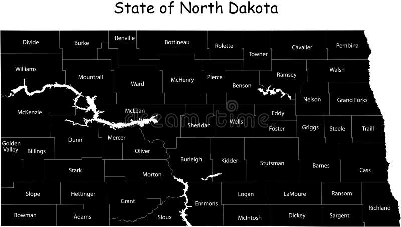 Map of North Dakota vector illustration