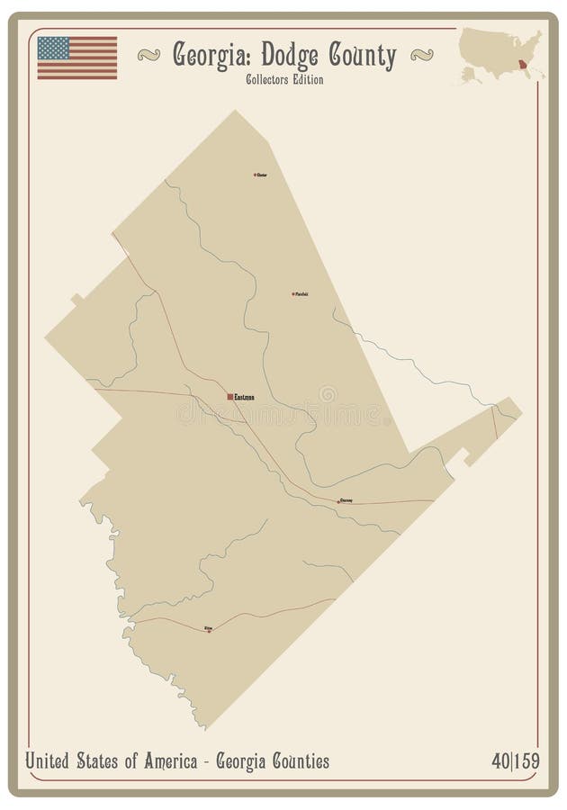Map of Dodge County in Stock Vector Illustration of america