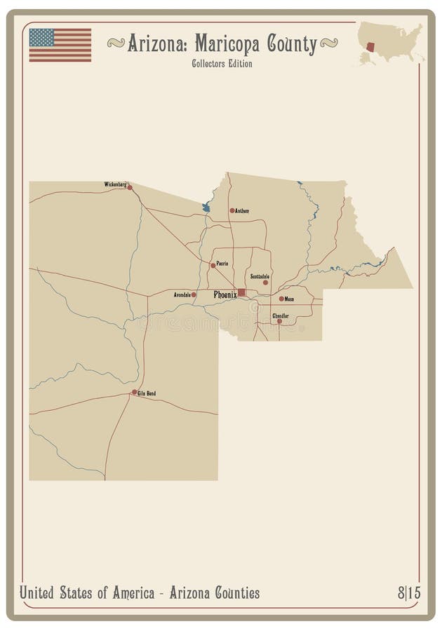 Map of Maricopa County in Arizona royalty free illustration