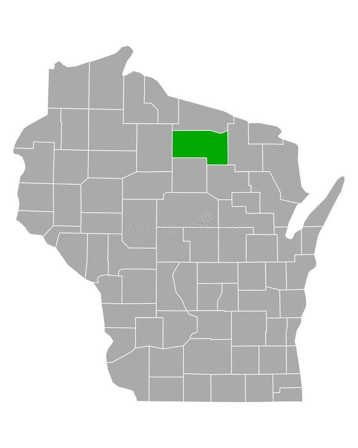 Map of Oneida in Wisconsin stock vector. Illustration of gray 189775285