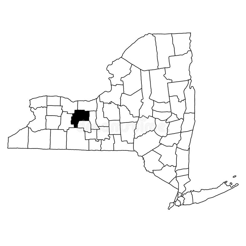 Map of Ontario County in New York State on White Background. Single