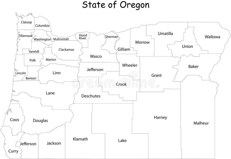 Map of Oregon state vector illustration