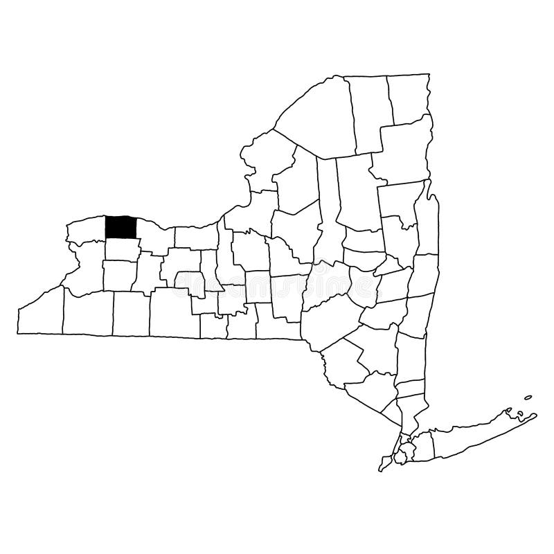 Map of Orleans County in New York State on White Background. Single