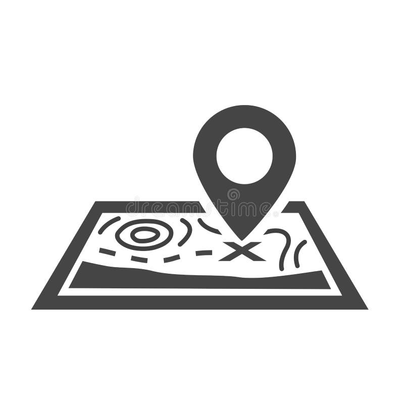 Map Pin Bold Black Silhouette Icon Isolated on White. Location Pointer ...
