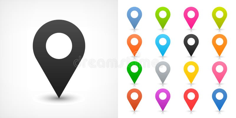 Color map pin sign location icon in flat style stock illustration