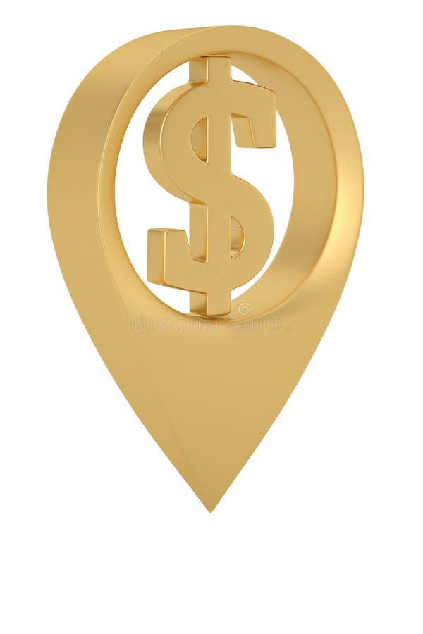 Map Point With Dollar Sign Isolated On White Background 3D Illustration