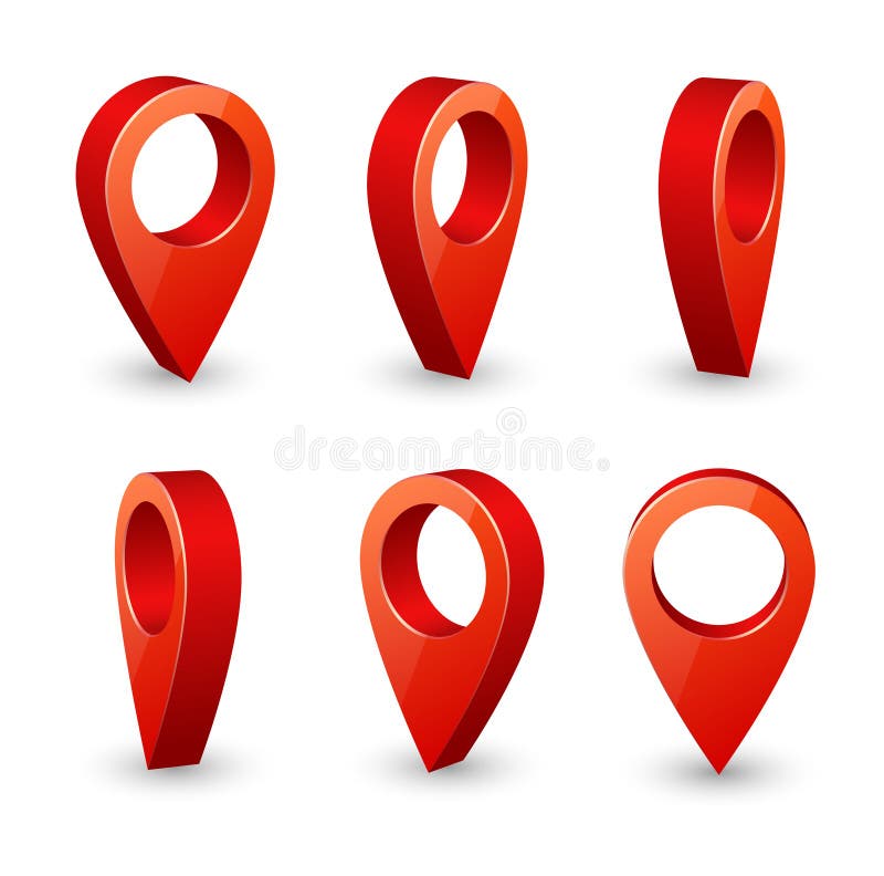 Map pointer 3d pin. Location symbols vector set isolated on white background