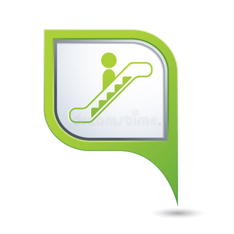 Map pointer with escalator icon royalty free illustration