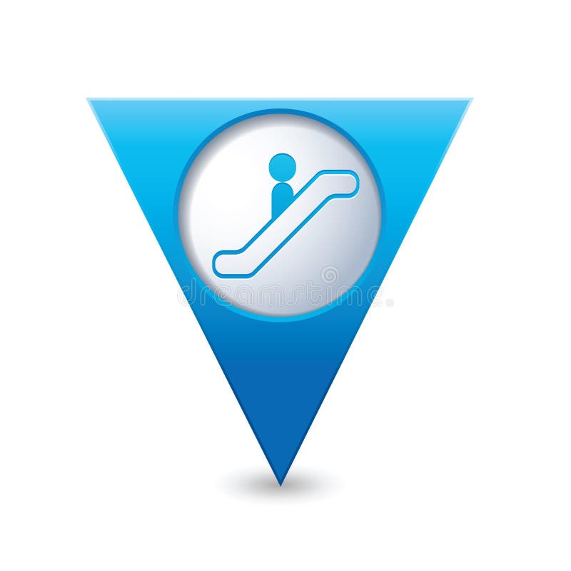 Map pointer with escalator icon vector illustration