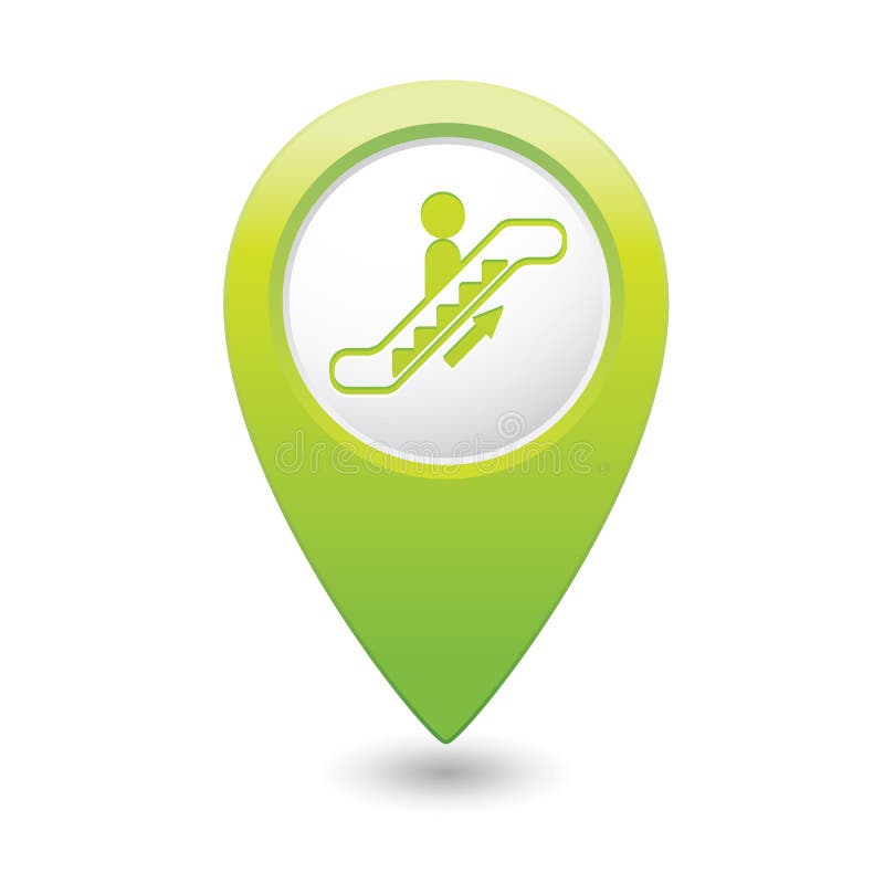 Map pointer with escalator icon vector illustration
