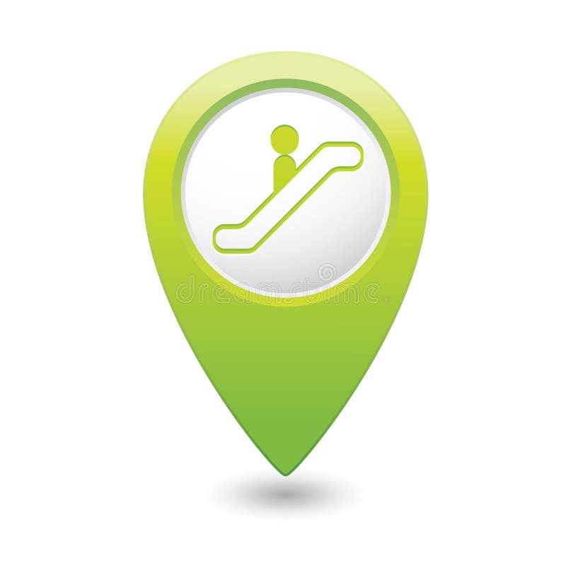 Map pointer with escalator icon vector illustration