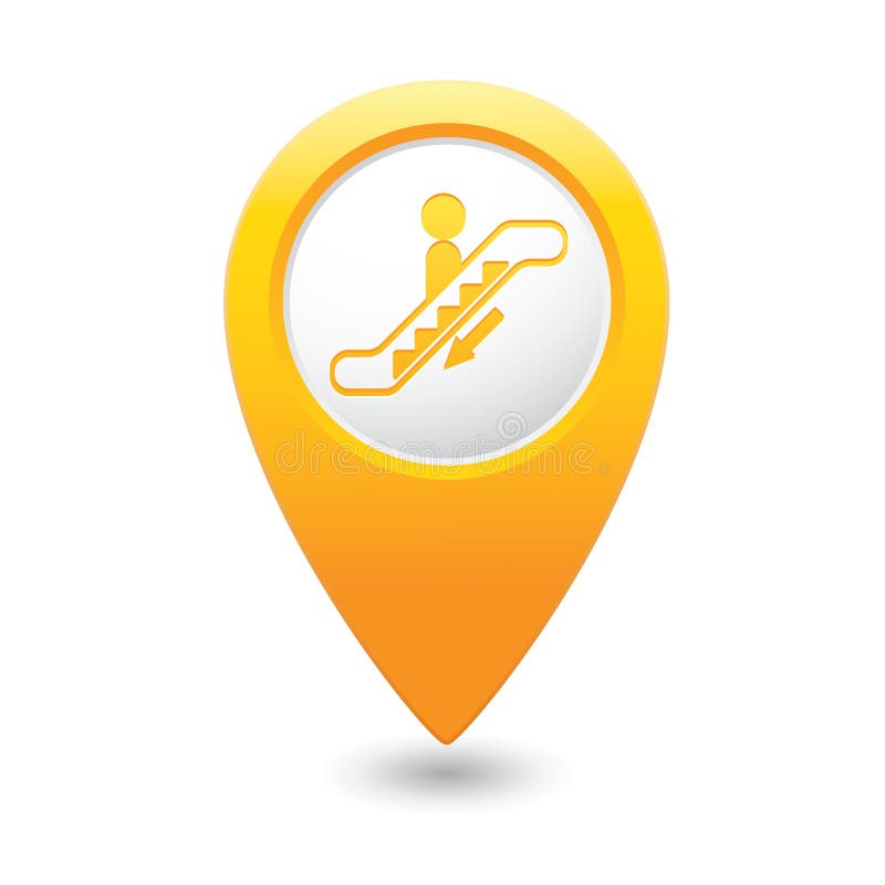 Map pointer with escalator icon stock illustration
