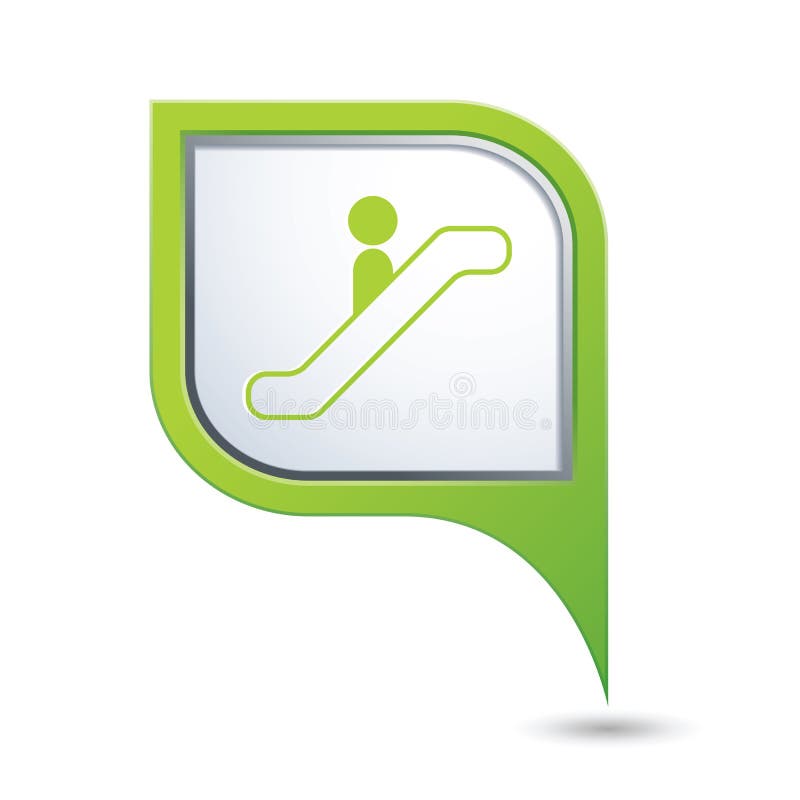 Map pointer with escalator icon. Vector illustration
