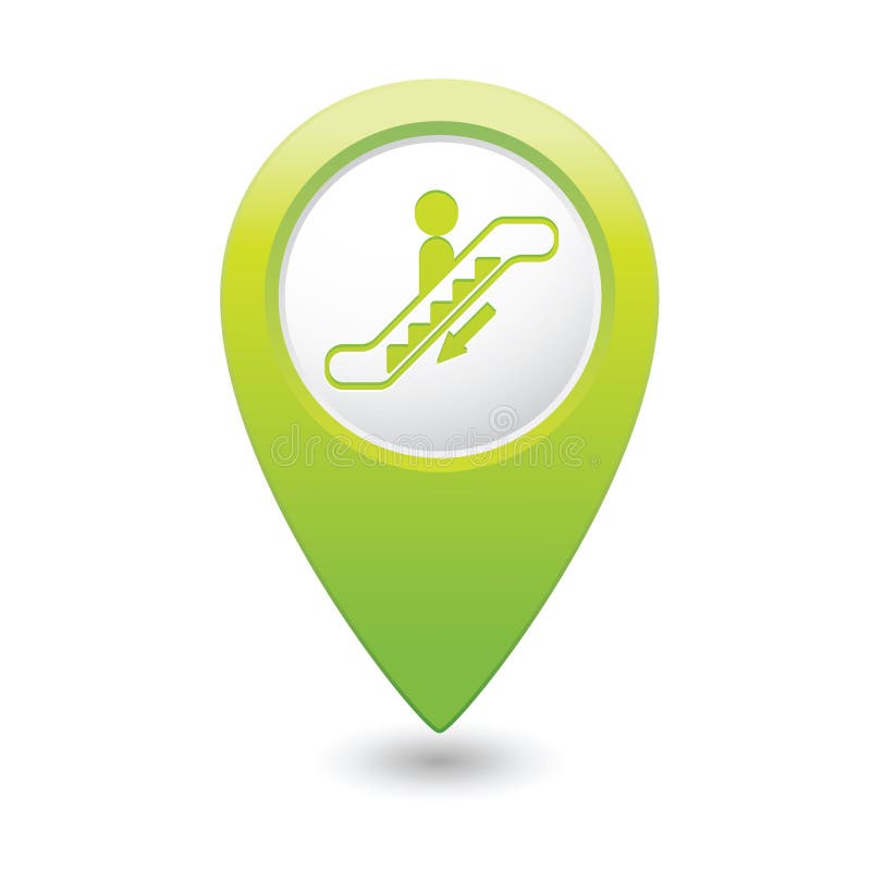 Map pointer with escalator icon royalty free illustration