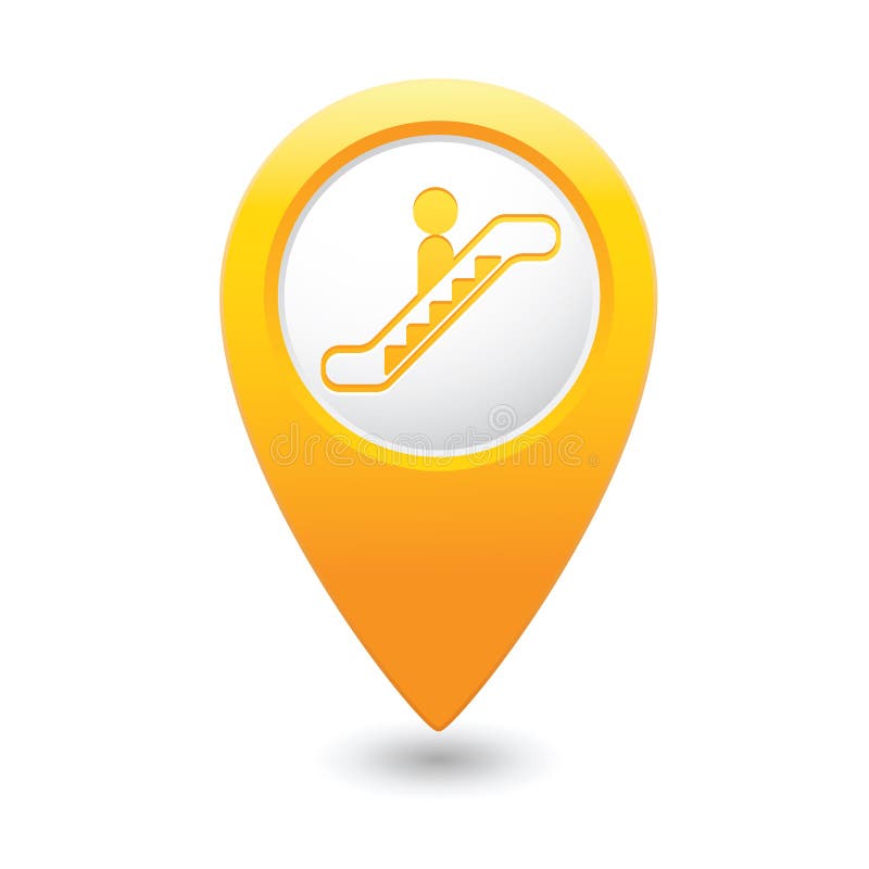 Map pointer with escalator icon royalty free illustration
