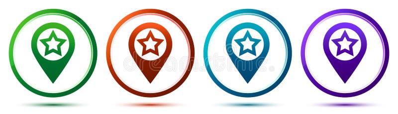 Map pointer star icon artistic frame round button set illustration vector illustration