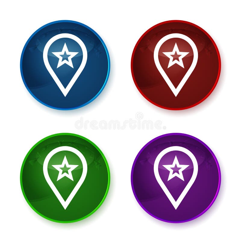 Map pointer star icon shiny round buttons set illustration vector illustration Map pointer star icon shiny round buttons set illustration vector illustration
