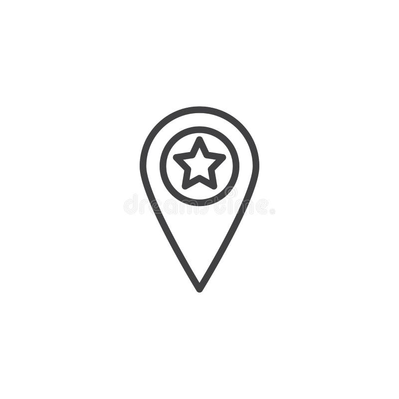 Map pointer star line icon vector illustration
