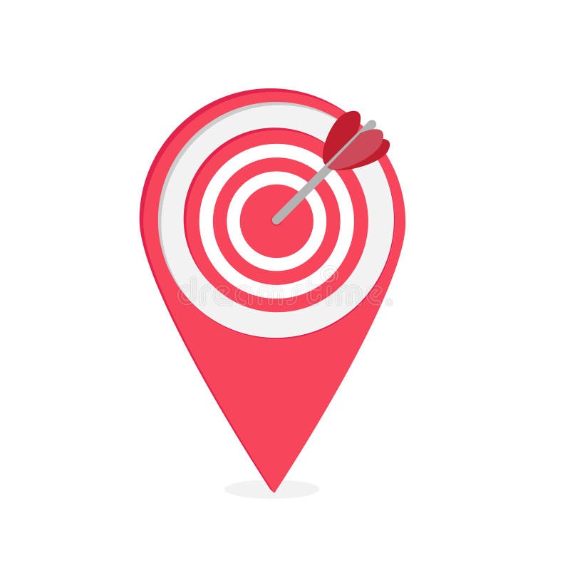 Map pointer with target and heart arrow .