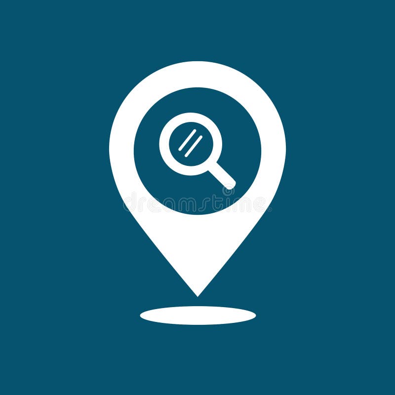 Map Pointer with Zoom Icon. Flat Design Style Stock Vector