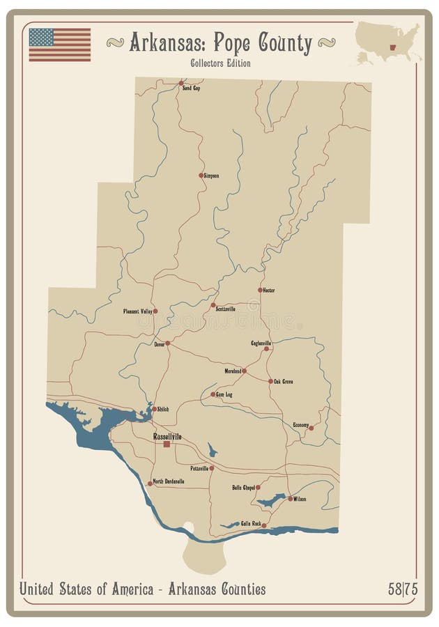 Map of Pope County in Arkansas Stock Vector Illustration of federal