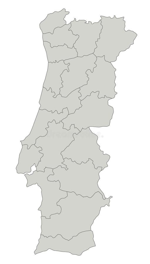 Districts of Portugal. Map of Regional Country Administrative Divisions  Ilustração do Vetor - Ilustração de dividido, fino: 147145792