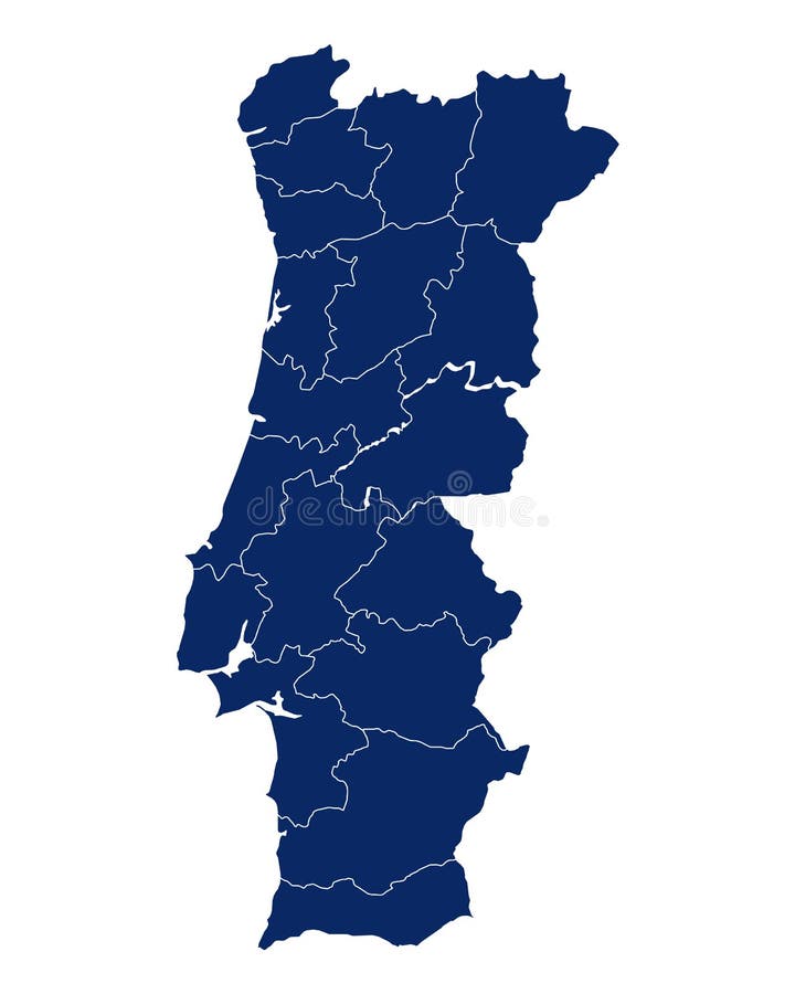 mapa de portugal como um mapa geral no azul - Fotos de arquivo #10635205