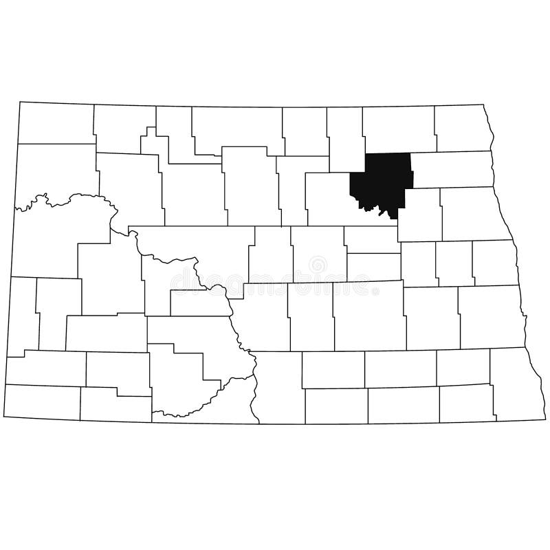 Map of Ramsey County in North Dakota State on White Background. Single