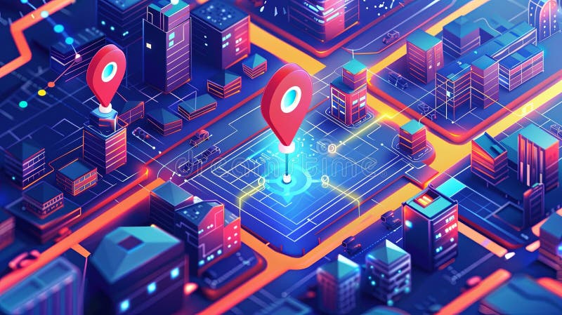 A Map with a Red Marker Pinpointing a Location in the Bustling City 