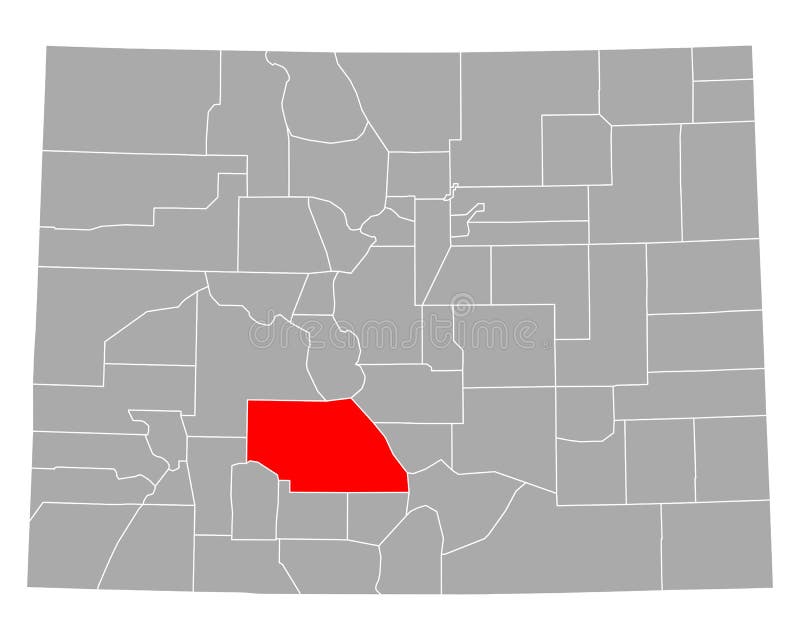 Map of Saguache County in Colorado Stock Vector Illustration of road